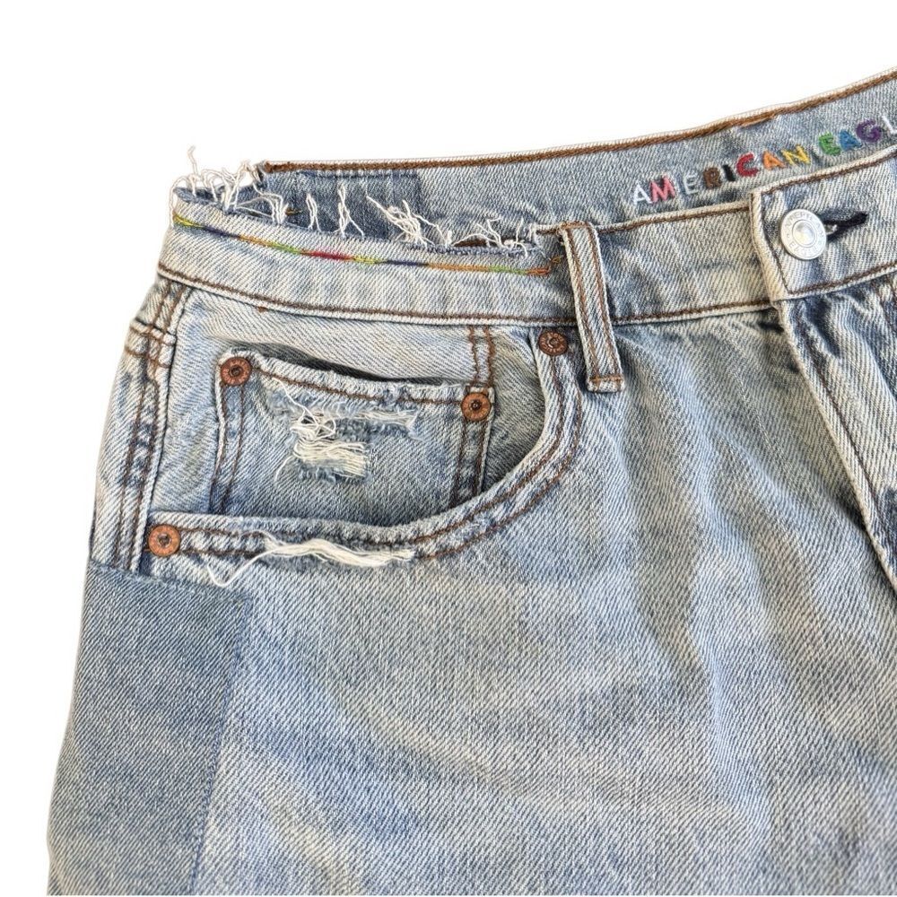 American Eagle Pride Light Wash Patchwork Highest… - image 8